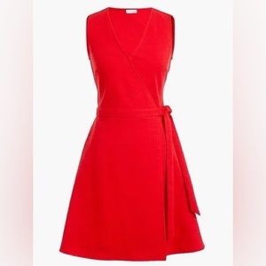 J.Crew Factory Ponte Wrap Dress Dark Poppy Red